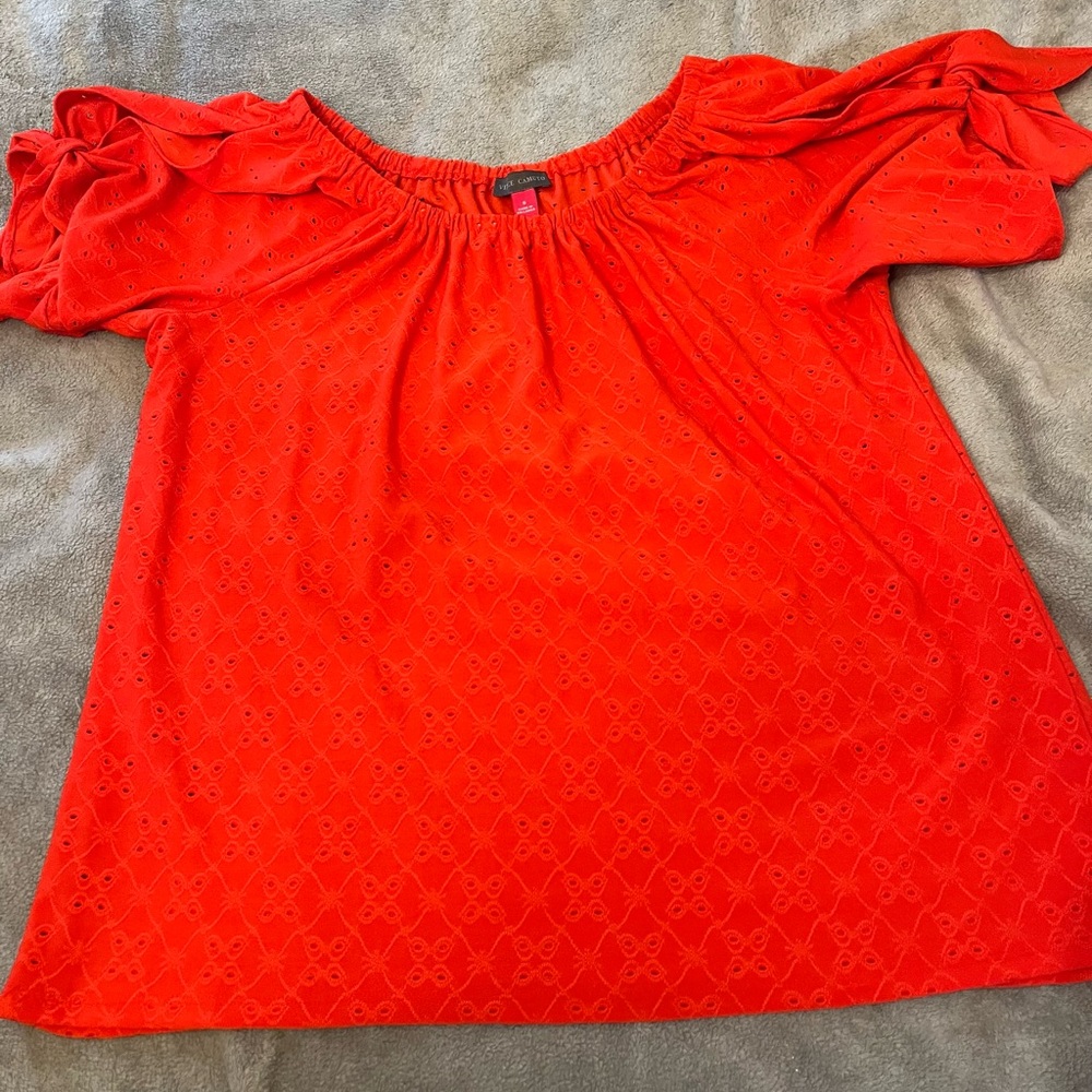 Vince Camuto Red Eyelet Blouse